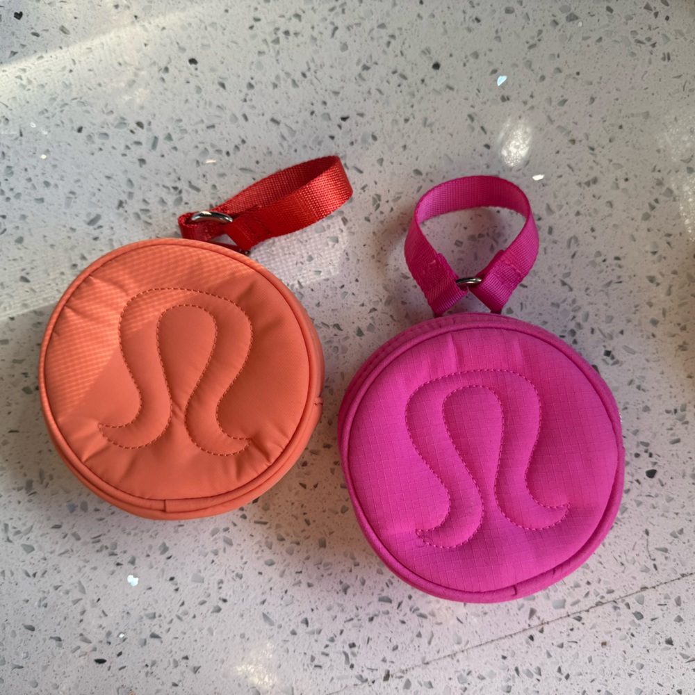 Set of 2 Lululemon Logo Coin Pouches POW Pink and Golden Apricot